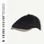 Faux Leather Brim Corduroy Flat Cap