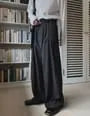 Pleated Wide-Leg Dress Pants