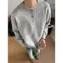 Crew Neck Drop Shoulder  Plain Henley Sweater