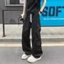 Drawstring Waist Plain Straight Leg Cargo Pants