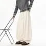Drawstring Waist Plain Panel Wide Leg Sweatpants