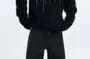 Mock Neck Rhinestone Detail Fluffy Sweater