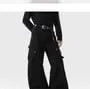 Mid Rise Plain Wide Leg Cargo Pants