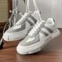 Platform Two Tone Lace-Up Faux Leather Sneakers