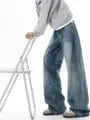 Low Rise Washed Wide Leg Jeans