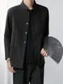 Plain Stand Collar Button-Up Blazer