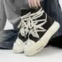 Contrast Stitching Lace-Up Platform Sneakers