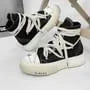 Contrast Stitching Lace-Up Platform Sneakers