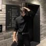 Long-Sleeve Mock Neck Plain T-Shirt