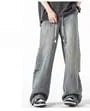 Drawstring Waist Washed Wide Leg Jeans