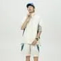 Couple Matching Short Sleeve Stand Collar Color Block Zip Windbreaker