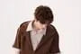Mock Two-Piece Elbow-Sleeve Collared Pinstripe Panel Hoodie