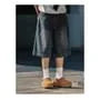 Mid Waist Washed Wide Leg Jorts