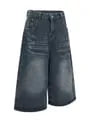 Mid Rise Washed Wide Leg Jorts
