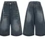 Mid Rise Washed Wide Leg Jorts