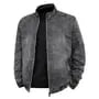 Stand Collar Washed Zip-Up Denim Jacket