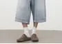 Mid Rise Washed Wide Leg Jorts